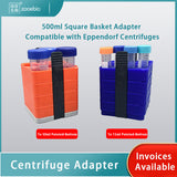 Square Centrifuge Adapter for 500 mL to 15 mL and 50 mL Tubes, Compatible with Eppendorf A-4-81 S-4x500 Rectangular Baskets
