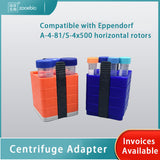 Square Centrifuge Adapter for 500 mL to 15 mL and 50 mL Tubes, Compatible with Eppendorf A-4-81 S-4x500 Rectangular Baskets